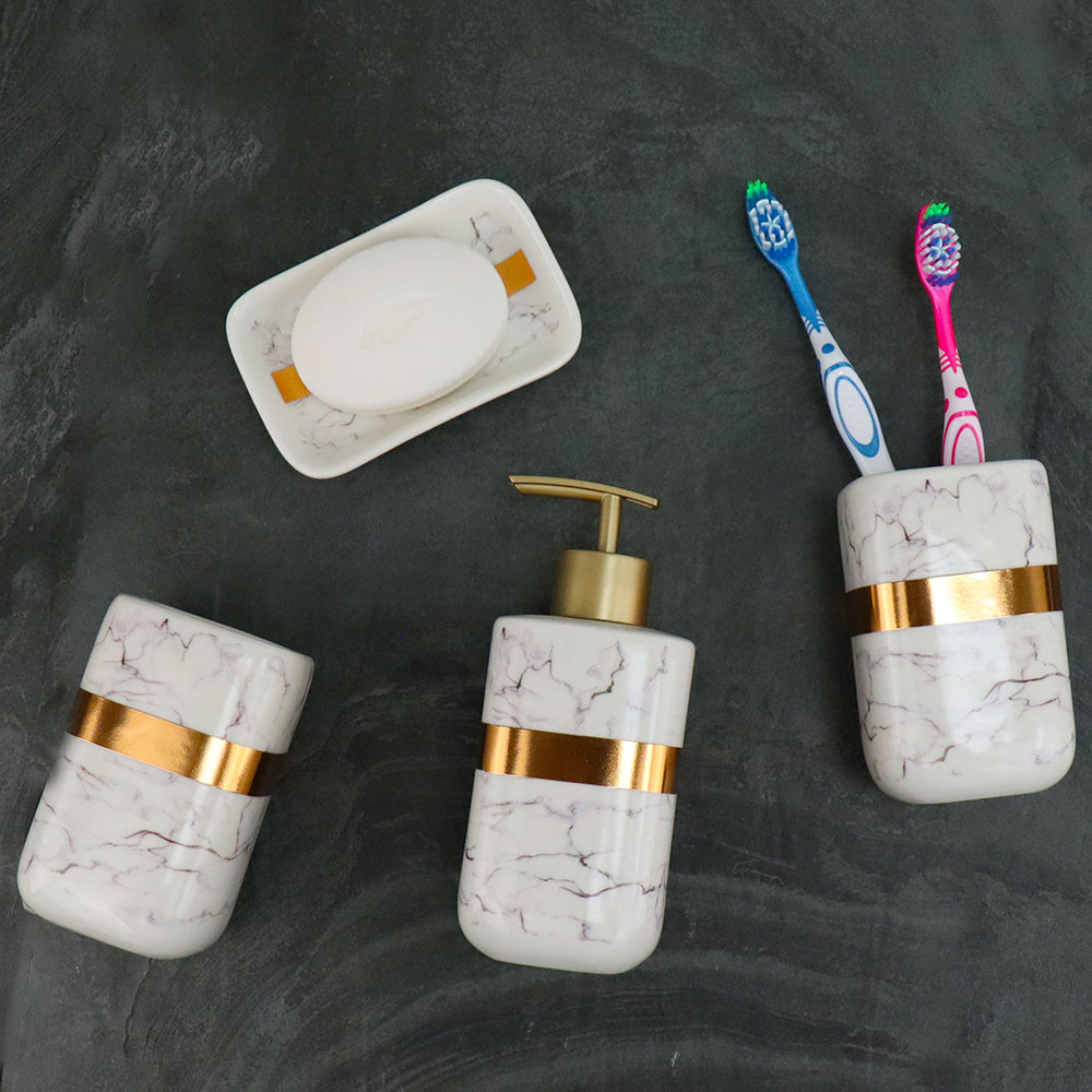 Durane Marbled Silver Bathroom 4pc Set