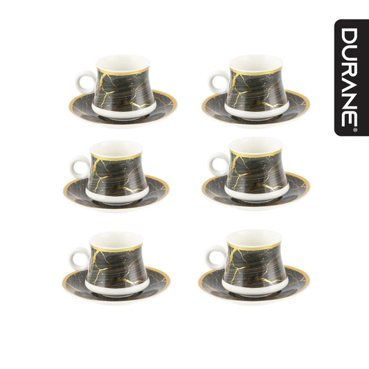 Durane Sylva Tea Set 12pc/ Black-Gold