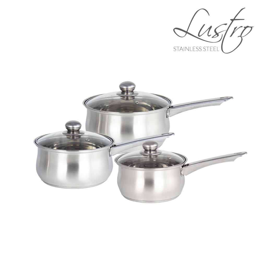Lustro Stainless Steel Saucepan Set 3pc