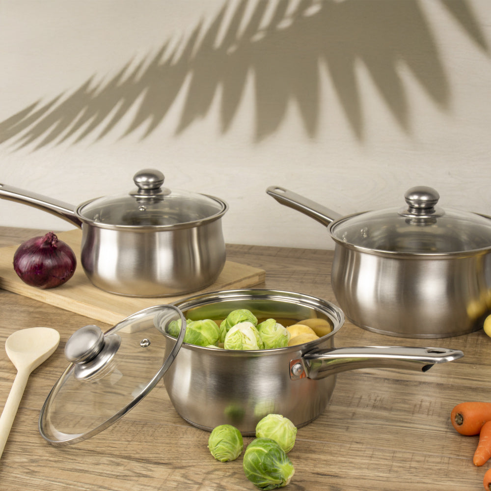 Lustro Stainless Steel Saucepan Set 3pc