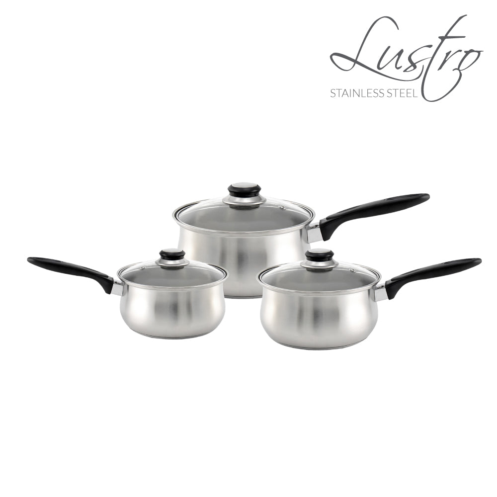 Lustro Stainless Steel Saucepan Set 3pc