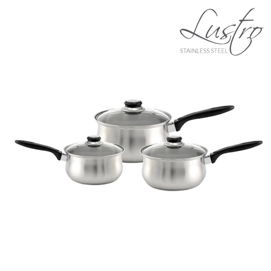 Lustro Stainless Steel Saucepan Set 3pc