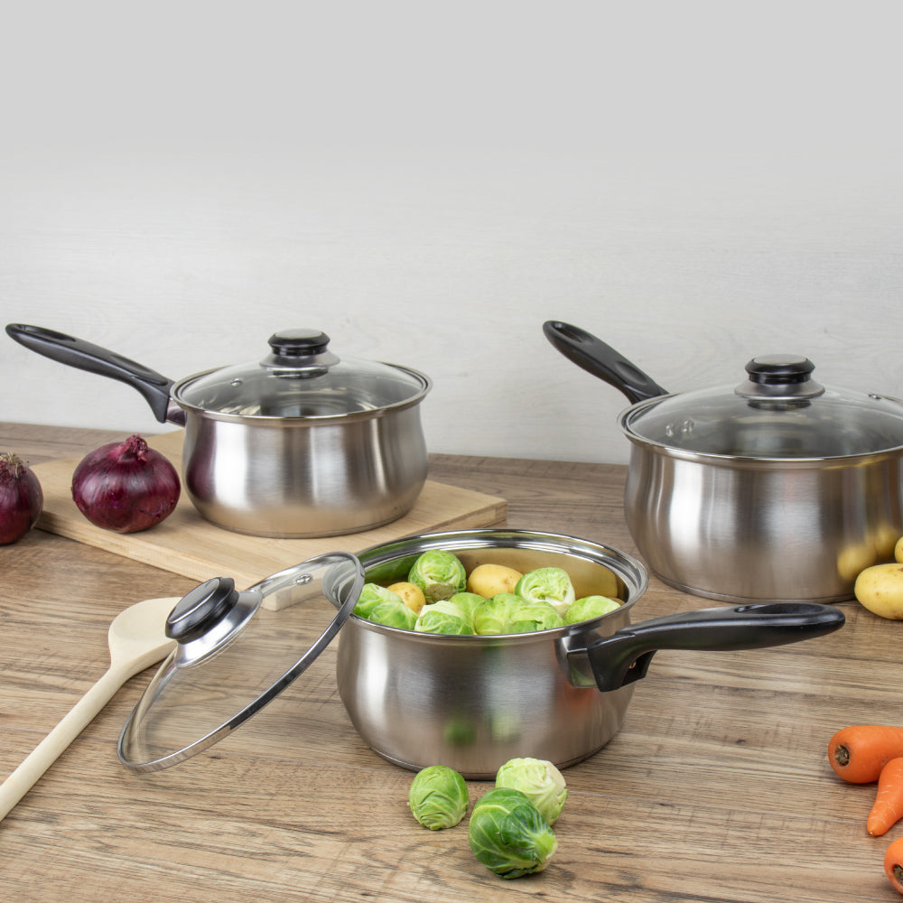 Lustro Stainless Steel Saucepan Set 3pc