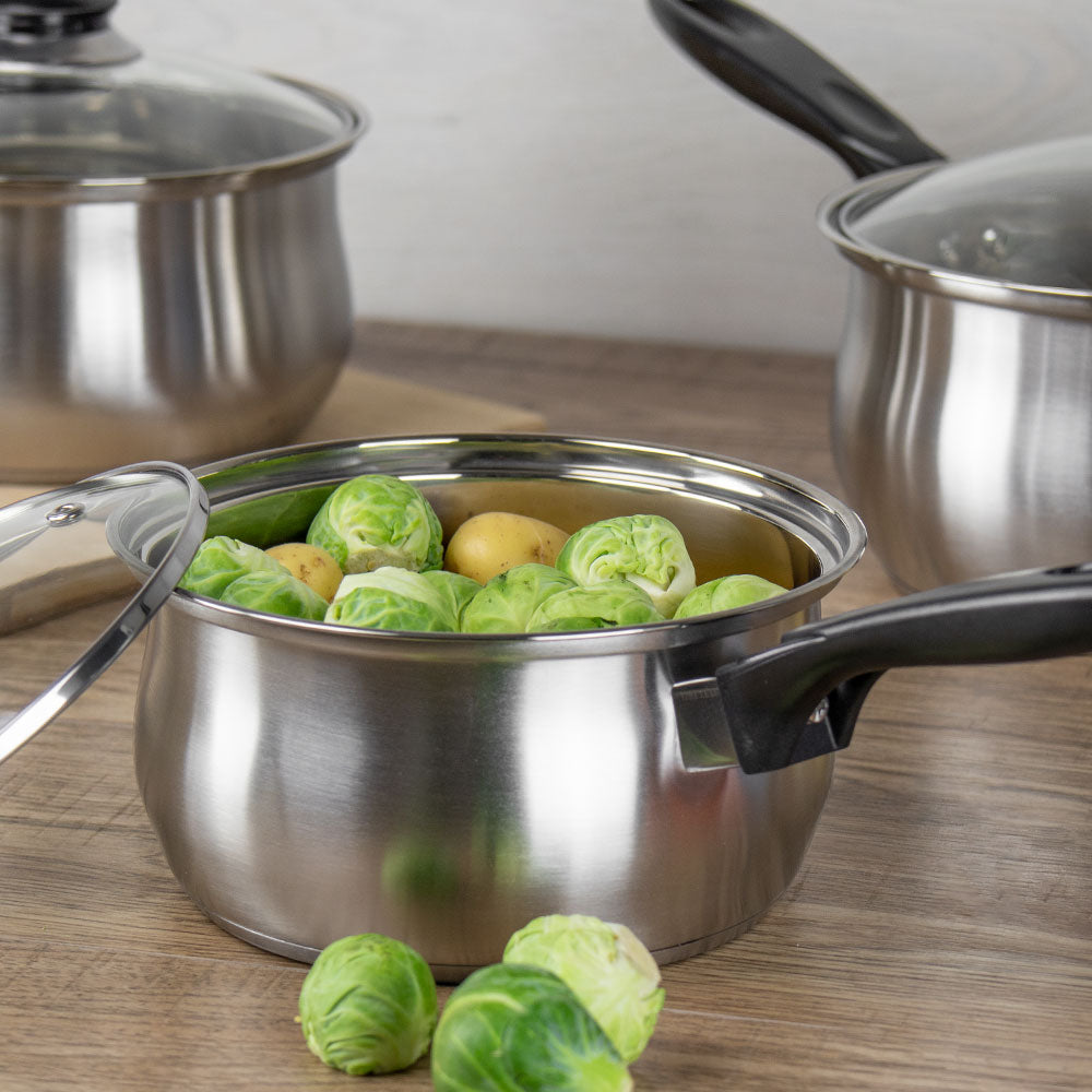 Lustro Stainless Steel Saucepan Set 3pc