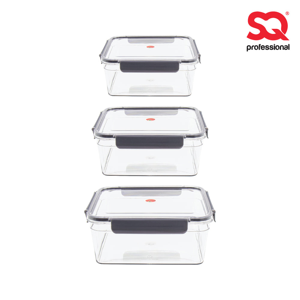 SQ Professional Plastic Sealed Food Storage Container 3pc Set