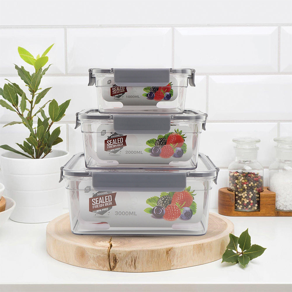 SQ Professional Plastic Sealed Food Storage Container 3pc Set