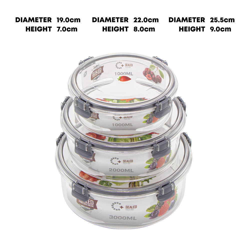 SQ Professional Plastic Sealed Food Storage Container 3pc Set