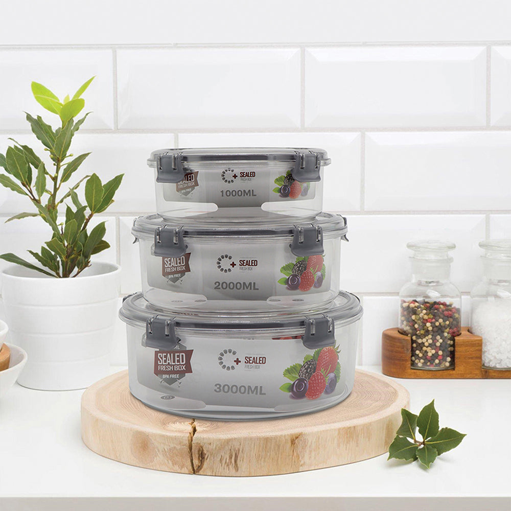 SQ Professional Plastic Sealed Food Storage Container 3pc Set