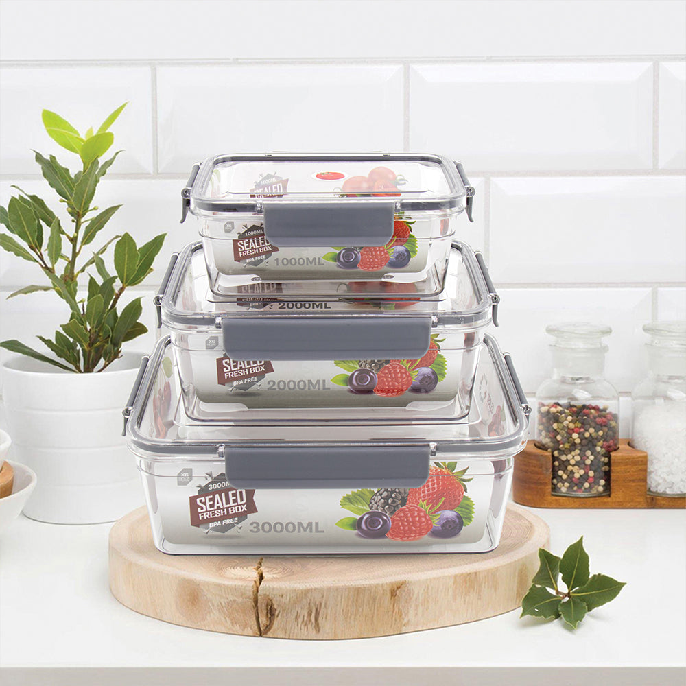 SQ Professional Plastic Sealed Food Storage Container 3pc Set
