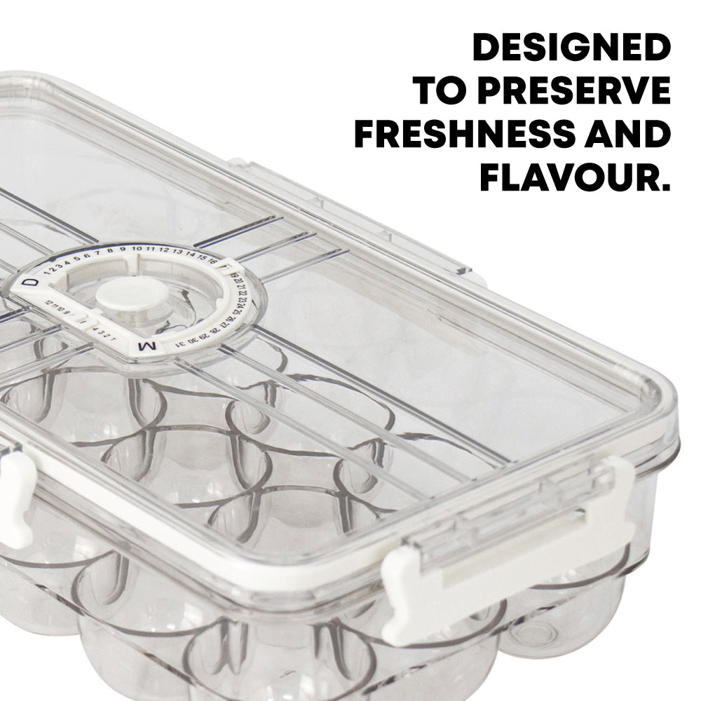 SQ Professional Plastic Sealed 18 Egg Storage Container with Date Dial