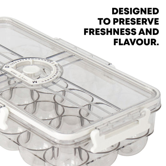 SQ Professional Plastic Sealed 18 Egg Storage Container with Date Dial
