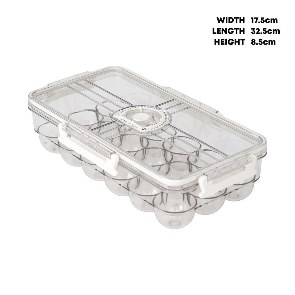 SQ Professional Plastic Sealed 18 Egg Storage Container with Date Dial