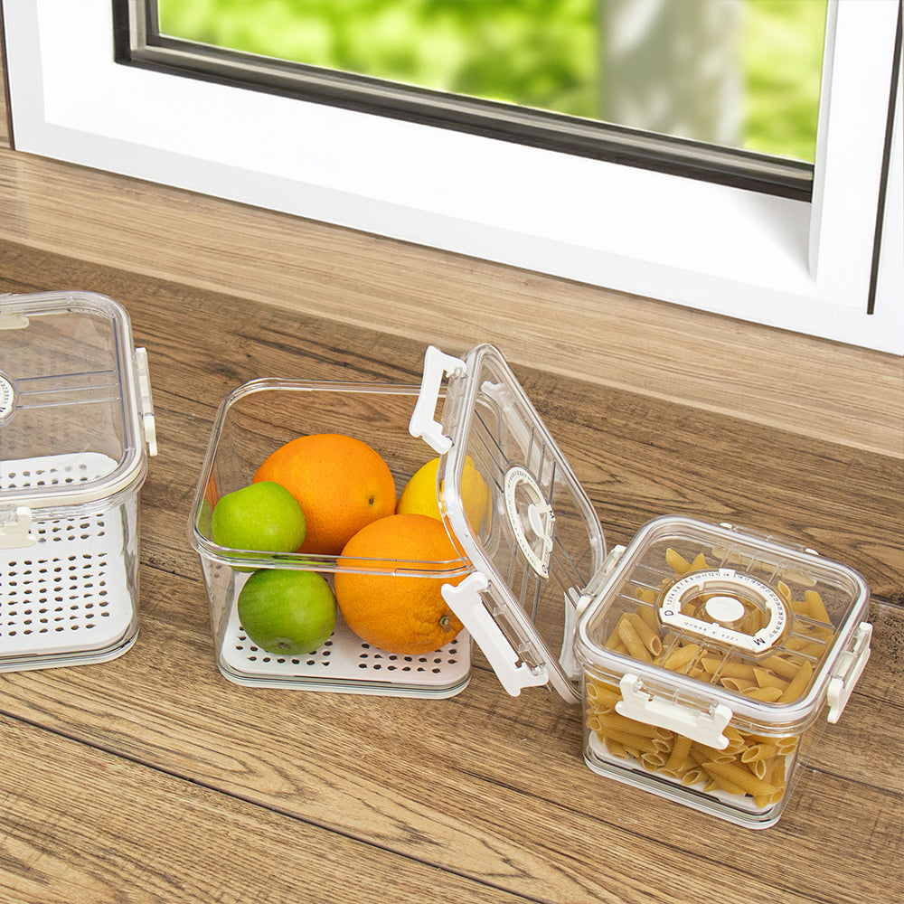 SQ Professional Plastic Sealed Food Storage Container with Date Dial Set 3pc