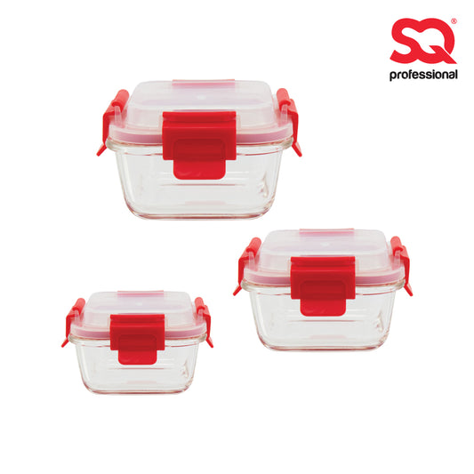 SQ Professional Glass Food Storage Container Set 3pc