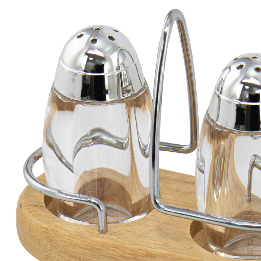 SQ Professional Salt and Pepper Shaker with Wooden Holder