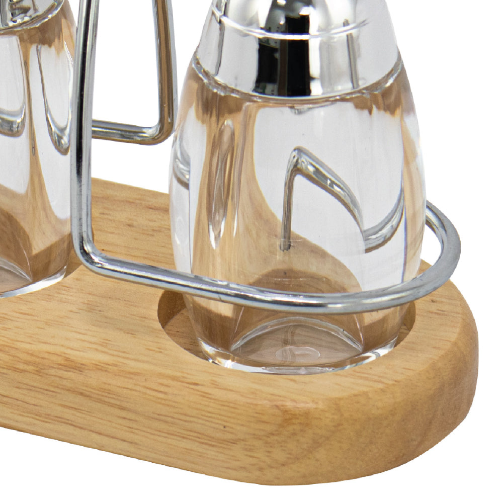 SQ Professional Salt and Pepper Shaker with Wooden Holder
