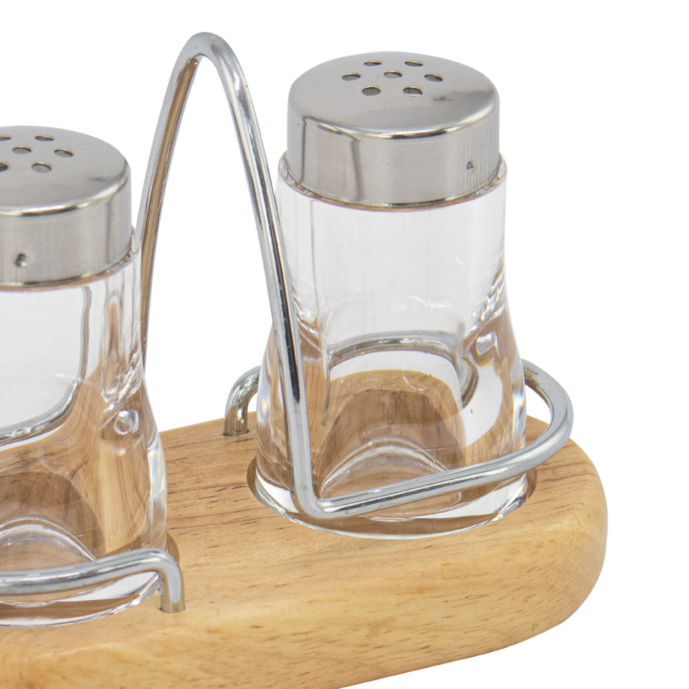 SQ Professional Salt and Pepper Shaker with Wooden Holder