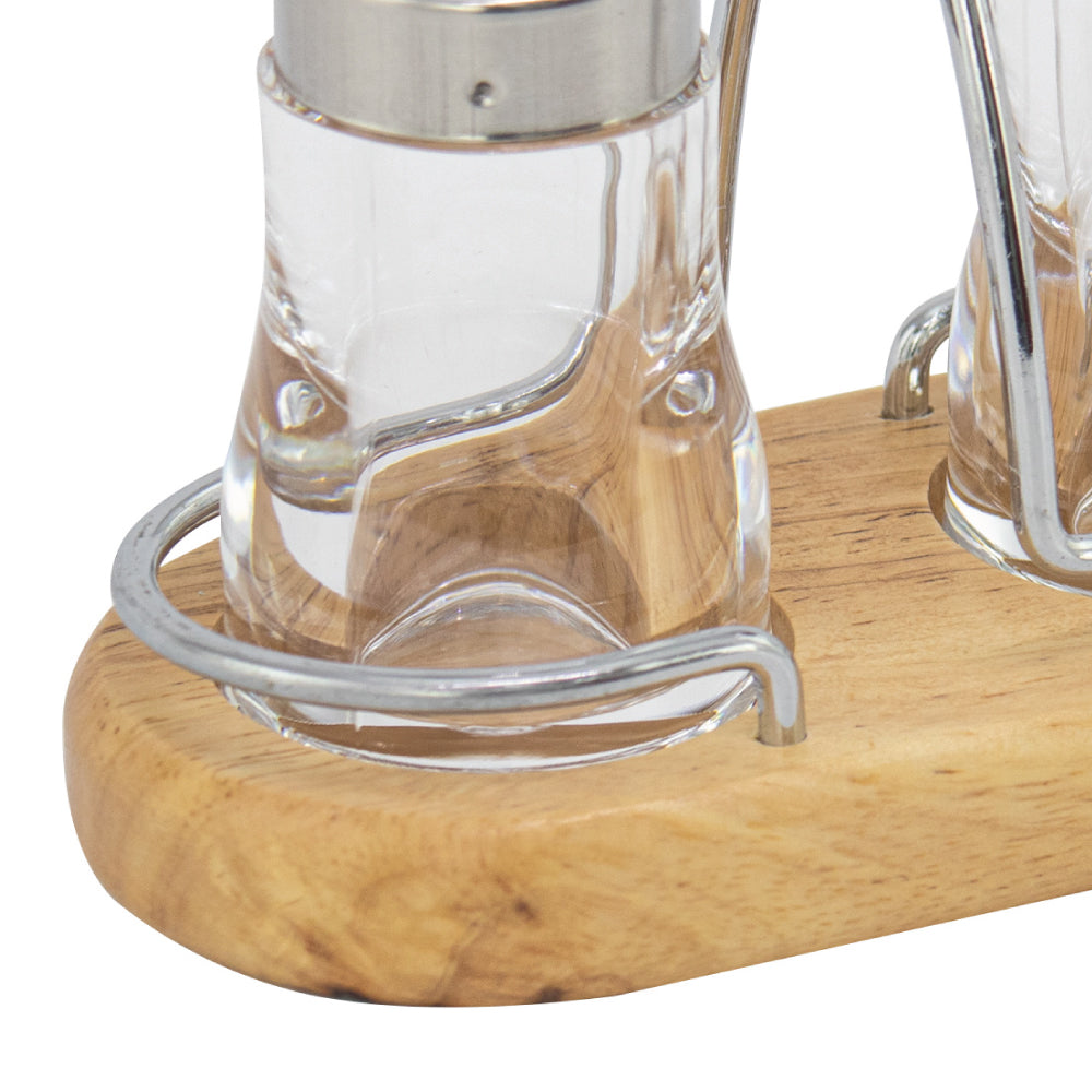 SQ Professional Salt and Pepper Shaker with Wooden Holder