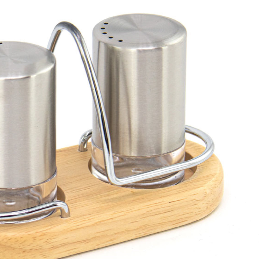SQ Professional Salt and Pepper Shaker with Wooden Holder