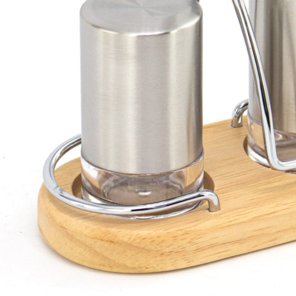 SQ Professional Salt and Pepper Shaker with Wooden Holder