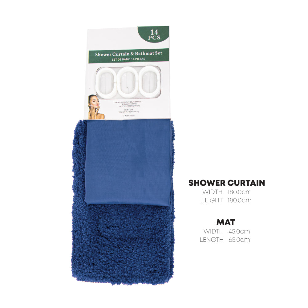Durane Shower Curtain and Mat Set 2pc