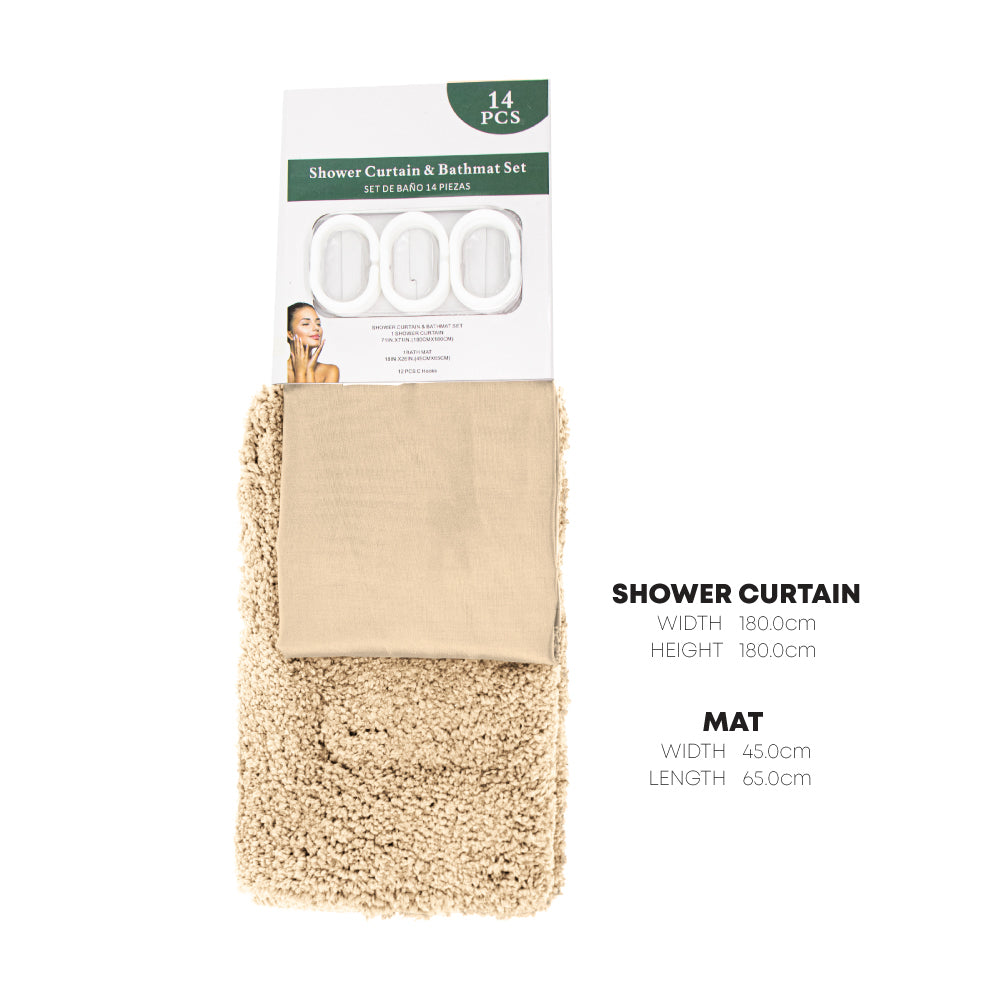 Durane Shower Curtain and Mat Set 2pc