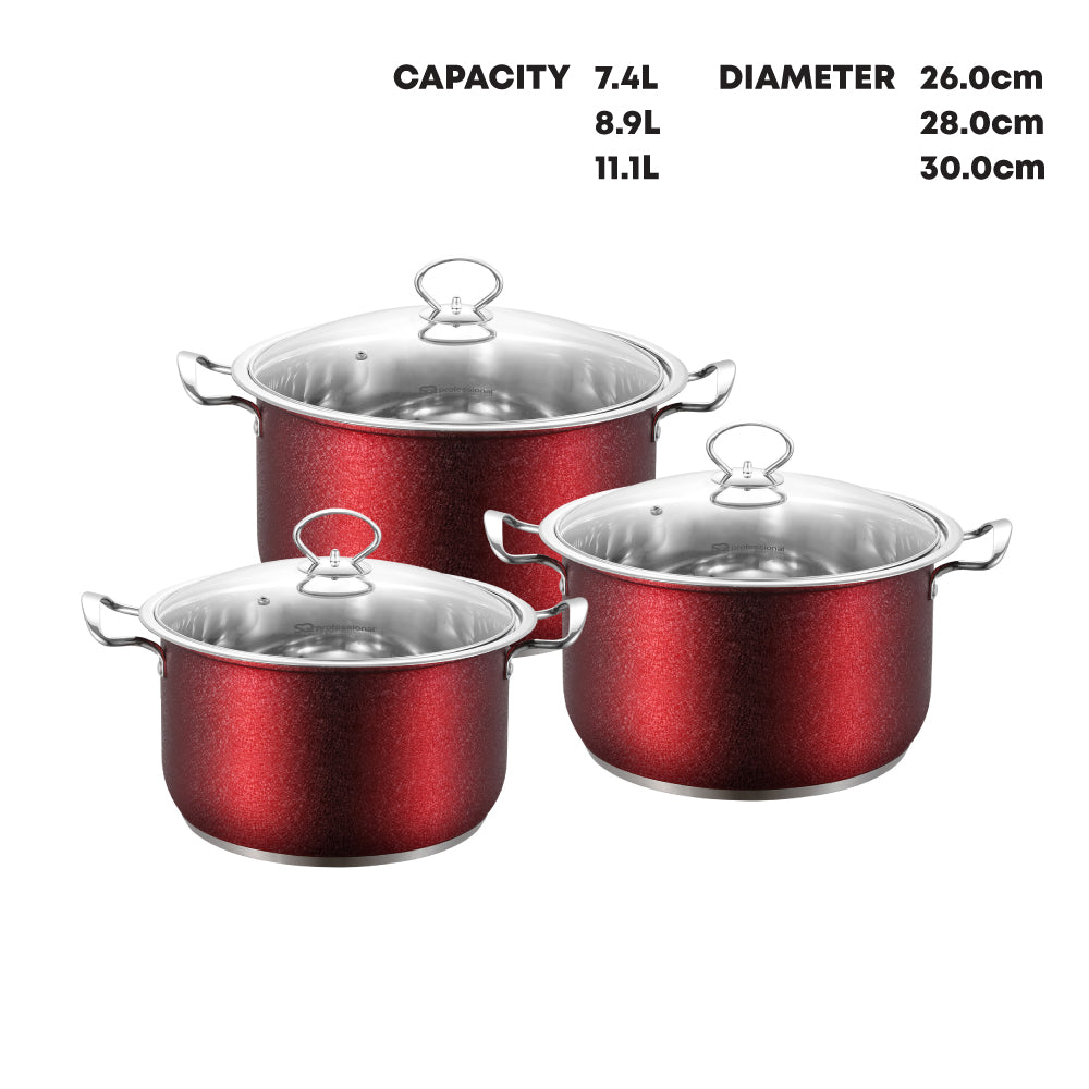 SQ Professional Epoque Stainless Steel Stockpot 3pc Set