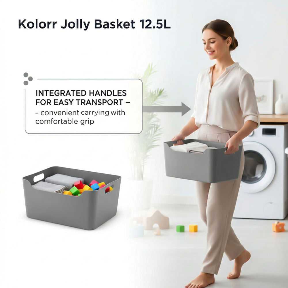 Plastic Storage Basket - Grey