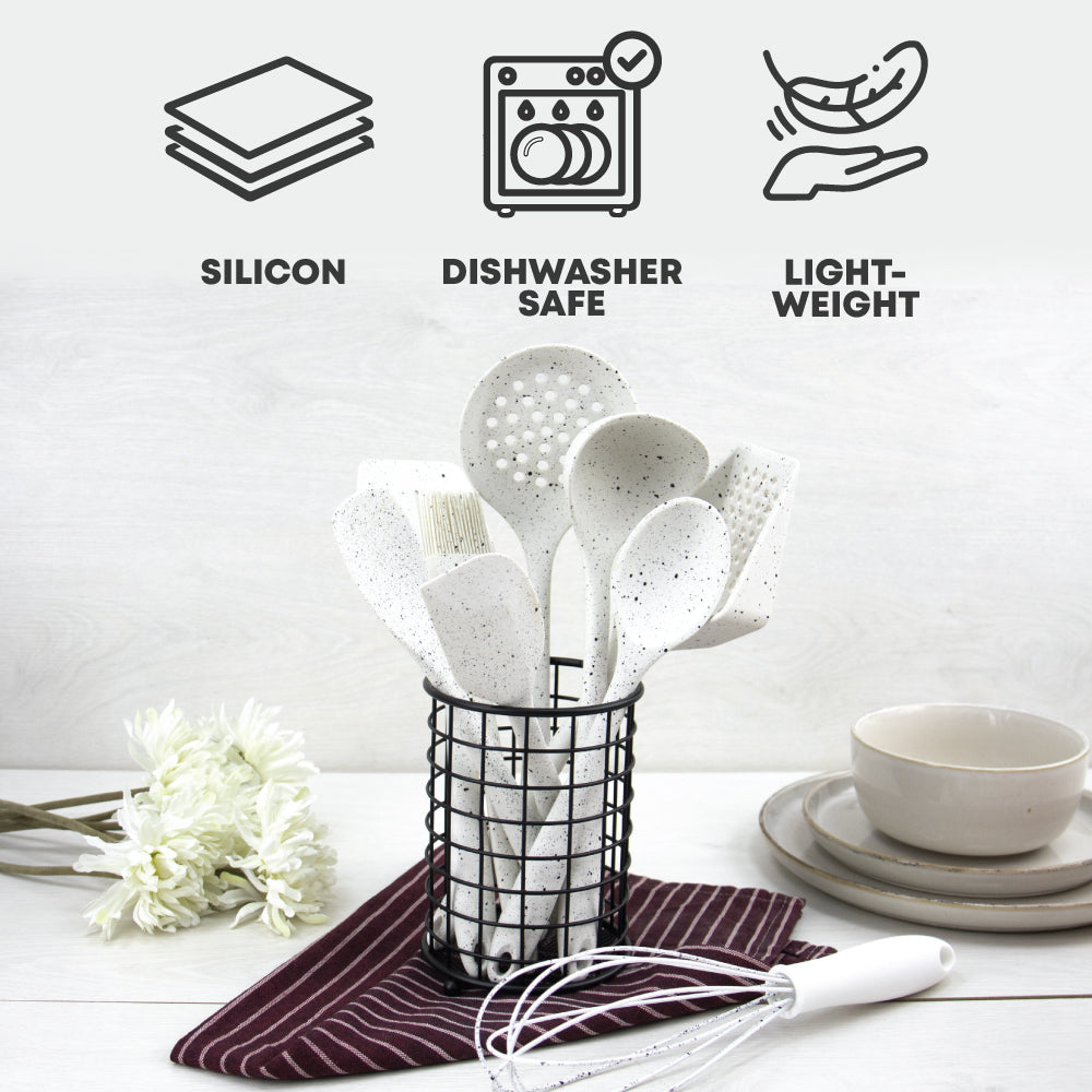 SQ Professional Speckled Silicone Kitchen Utensil 9pcs Set