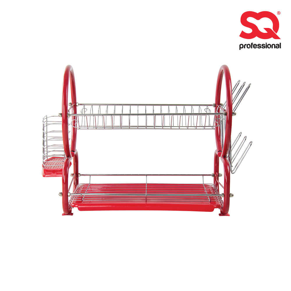 SQ Professional Stainless Steel 2-Tier Dish Rack with a Draining Tray