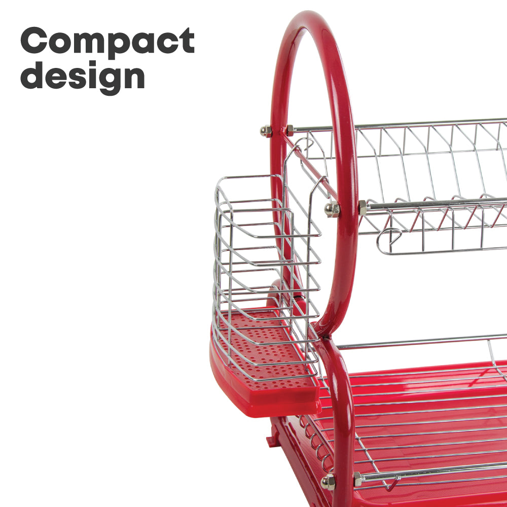 SQ Professional Stainless Steel 2-Tier Dish Rack with a Draining Tray