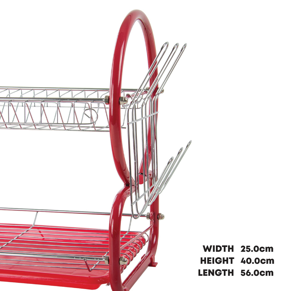 SQ Professional Stainless Steel 2-Tier Dish Rack with a Draining Tray