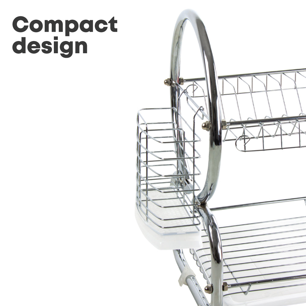 SQ Professional Stainless Steel 2-Tier Dish Rack with a Draining Tray