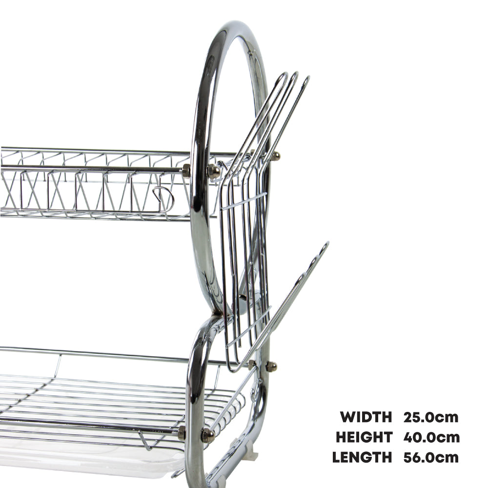 SQ Professional Stainless Steel 2-Tier Dish Rack with a Draining Tray