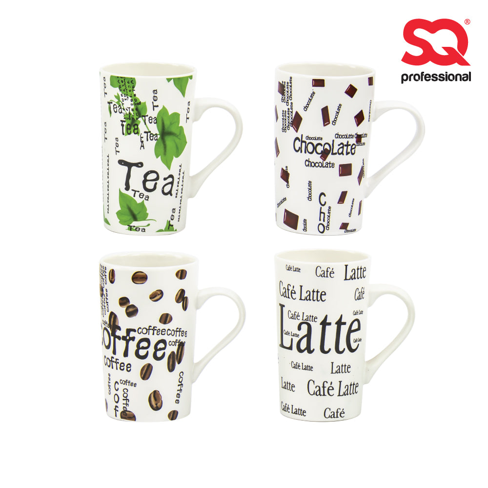 SQ Professional Tapered Ceramic Mug 4pcs Set