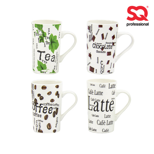 SQ Professional Tapered Ceramic Mug 4pcs Set