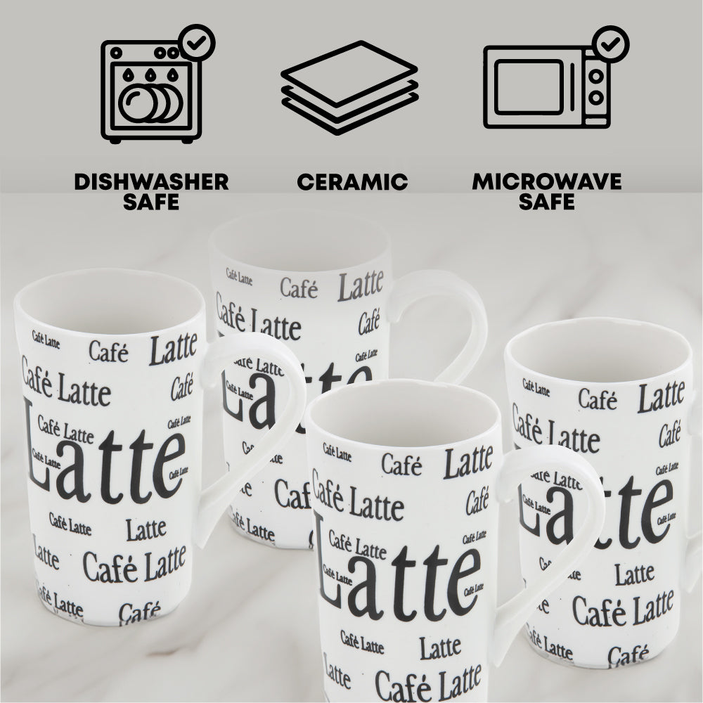 SQ Professional Tapered Ceramic Mug 4pcs Set