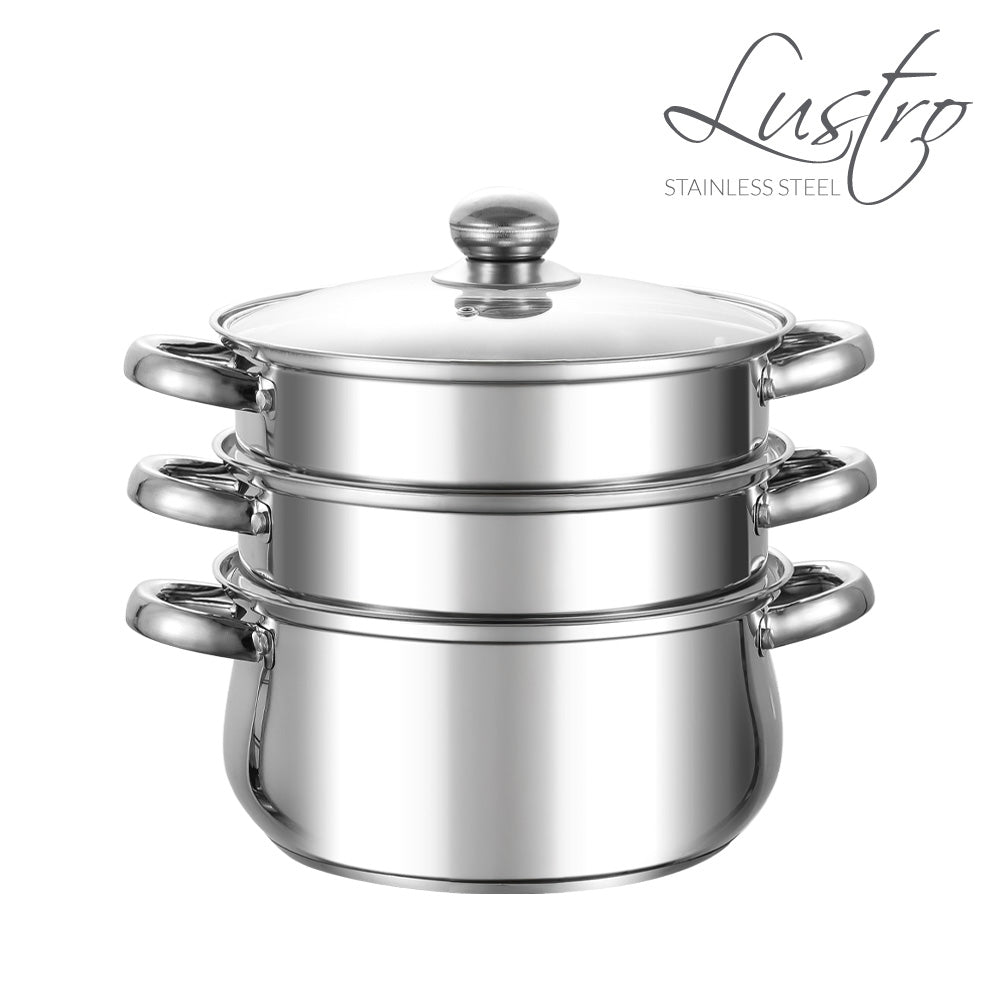 Lustro Stainless Steel 3-tier Steamer