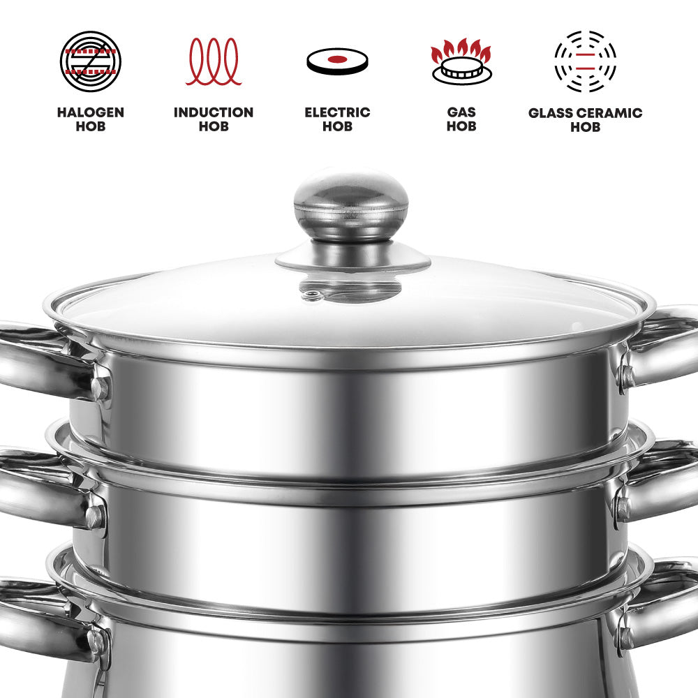 Lustro Stainless Steel 3-tier Steamer
