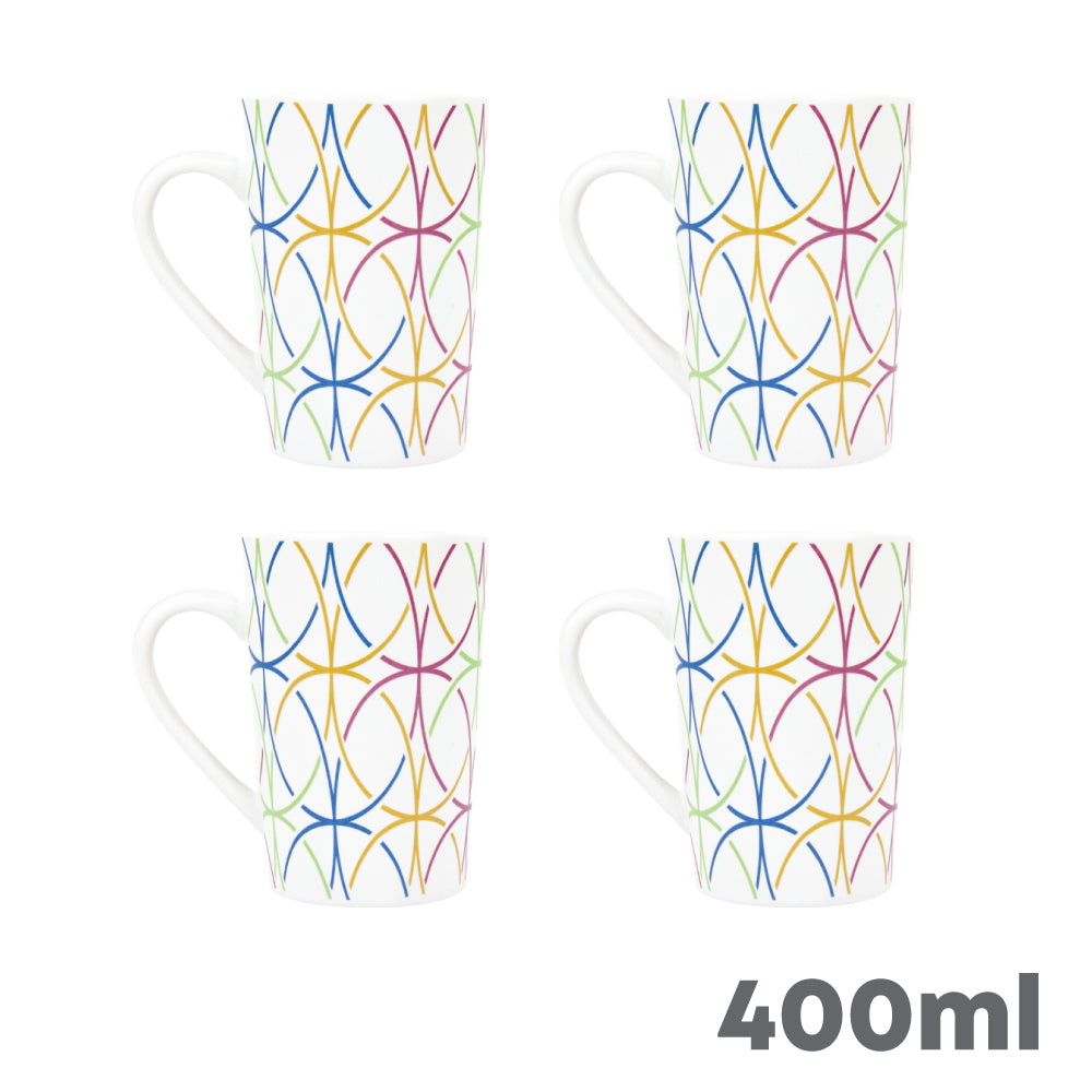 Durane Geometry 400ml Ceramic Mug 4pc Set