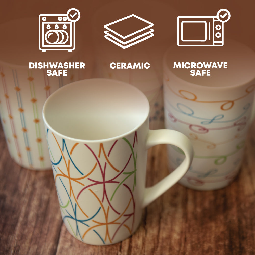 Durane Geometry 400ml Ceramic Mug 4pc Set