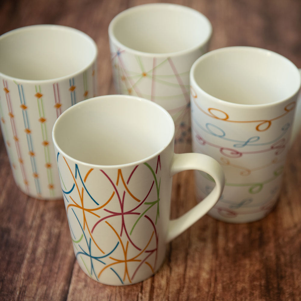 Durane Geometry 400ml Ceramic Mug 4pc Set