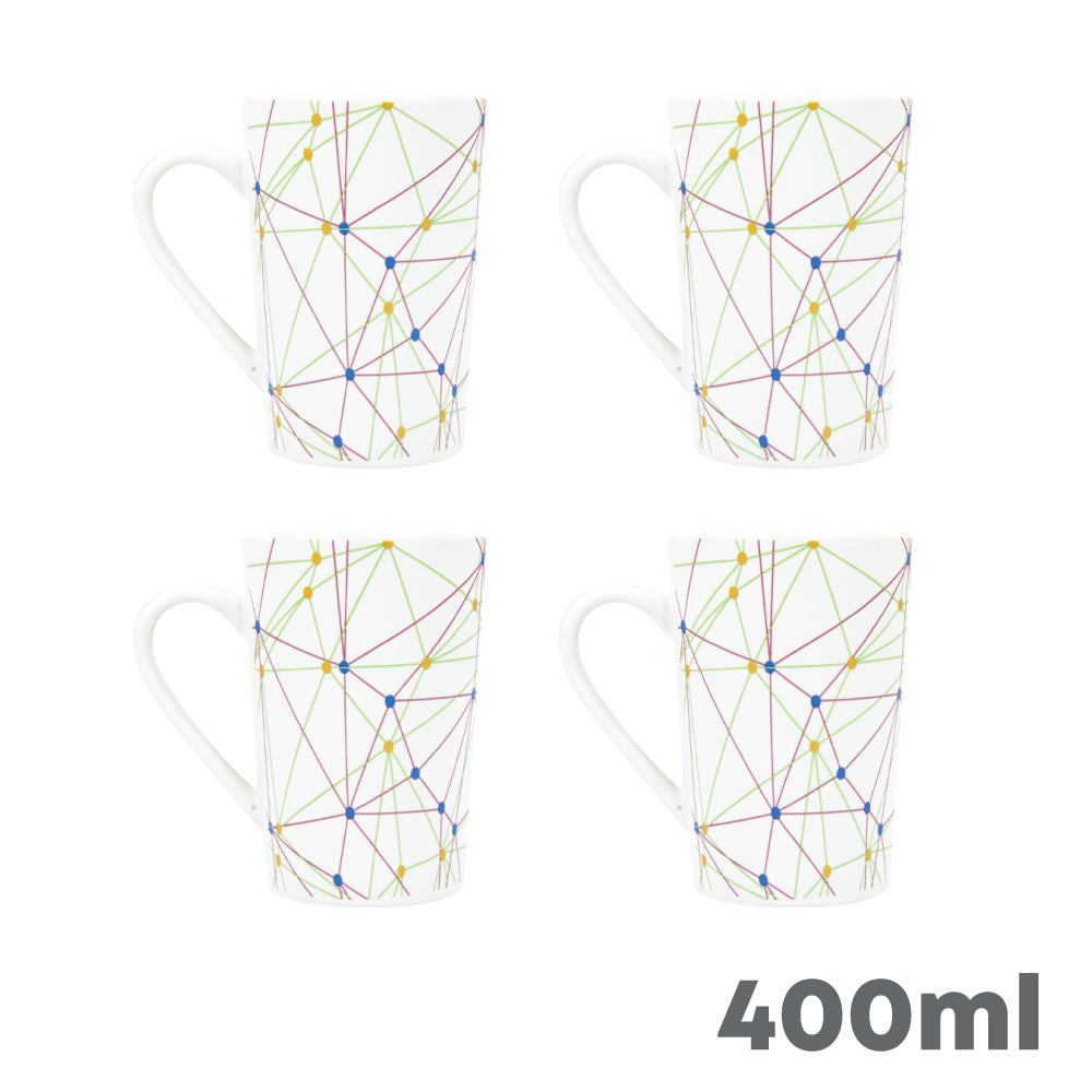 Durane Geometry 400ml Ceramic Mug 4pc Set