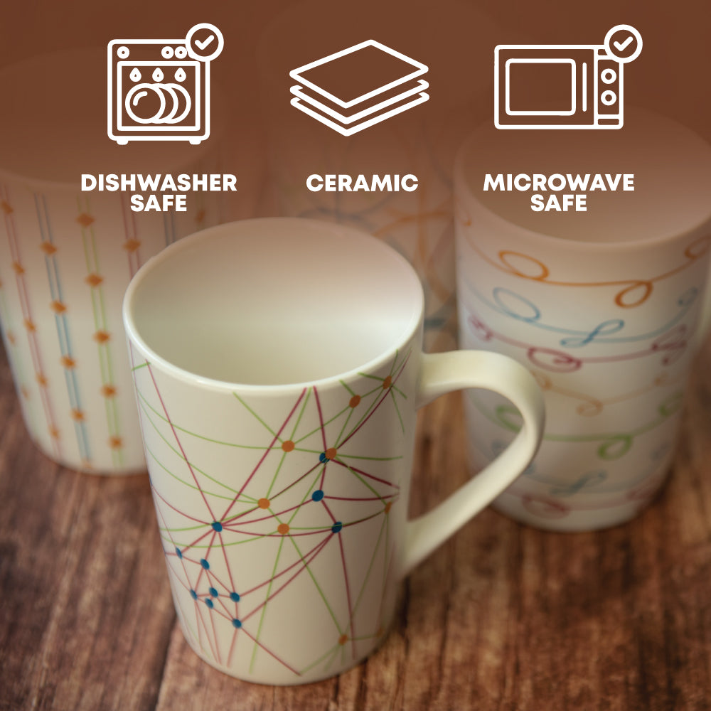 Durane Geometry 400ml Ceramic Mug 4pc Set