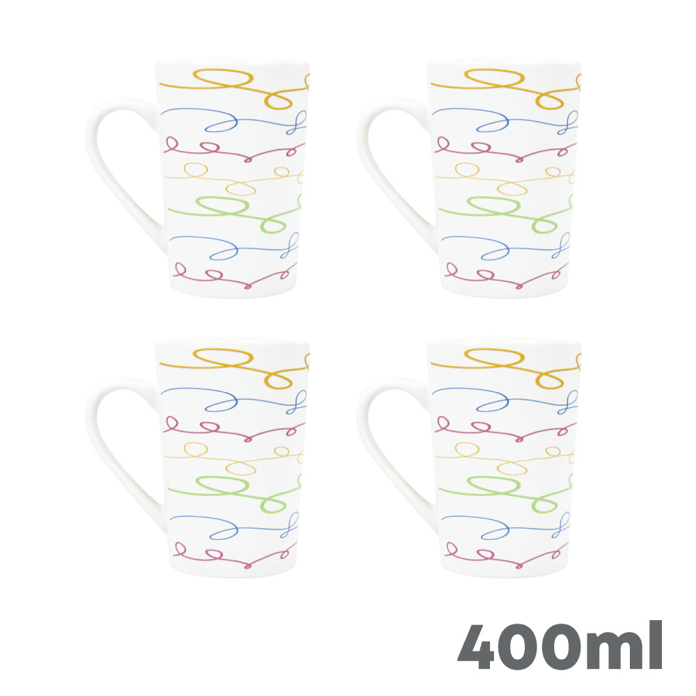 Durane Geometry 400ml Ceramic Mug 4pc Set