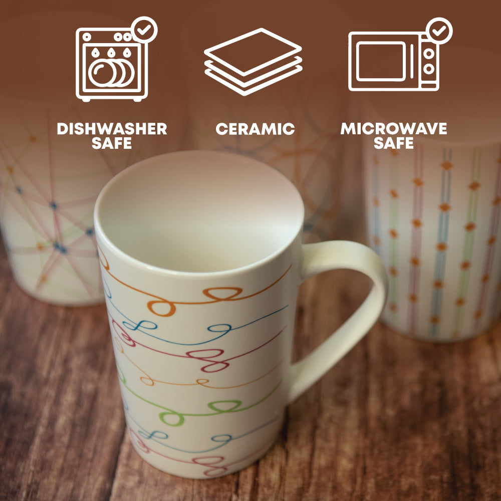 Durane Geometry 400ml Ceramic Mug 4pc Set