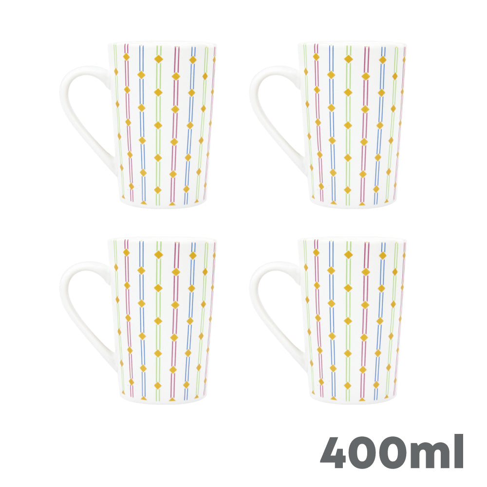 Durane Geometry 400ml Ceramic Mug 4pc Set