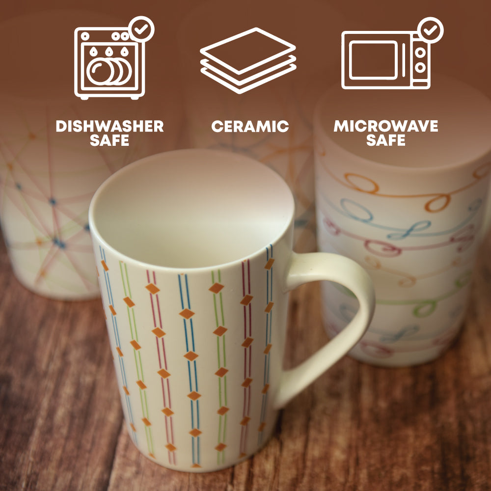 Durane Geometry 400ml Ceramic Mug 4pc Set