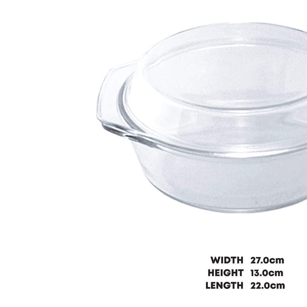 Durane Round Tempered Glass Casserole Dish with Lid