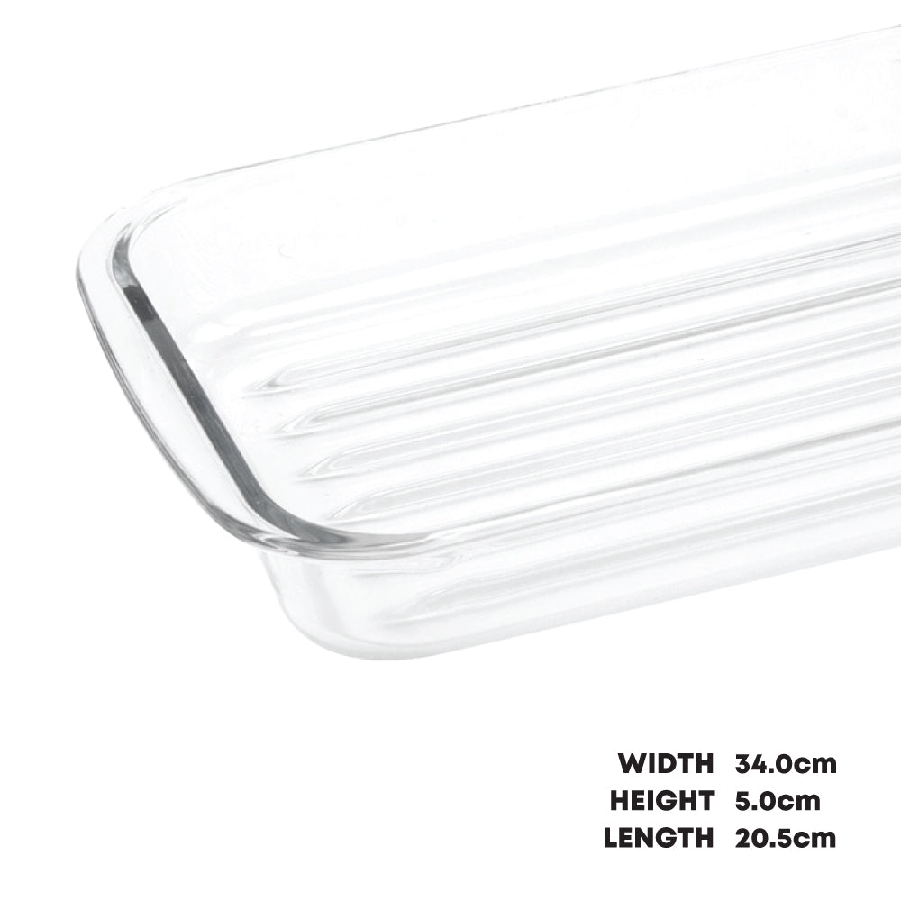 Durane Rectangular Tempered Glass Ribbed Roaster